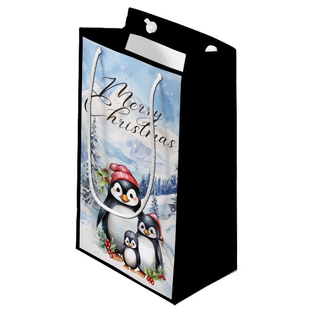Frohe Weihnachtsgeschenktasche Kleine Geschenktüte (Vorderseite Schrägansicht)