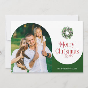 Frohe Weihnachtsgeschichte Foto Nachricht Grün Feiertagskarte