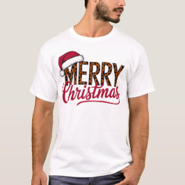 Frohe Weihnachtsgestaltung mit Weihnachtsmannmütze T-Shirt