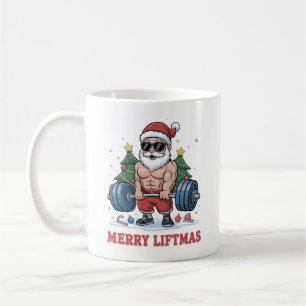 Frohe Weihnachtsgewichte Stemmen Weihnachtsmann Fi Kaffeetasse