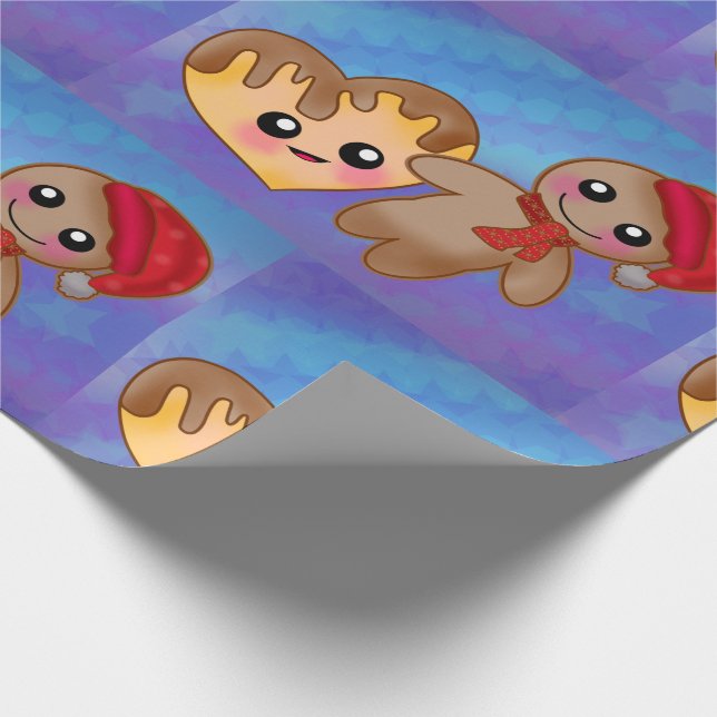 Frohe Weihnachtsginger Breadman Herzkrümel Geschenkpapier (Ecke)