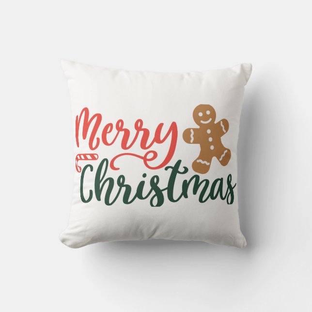 Frohe Weihnachtsgingerbrot Keksmilch - Kissen (Vorderseite)