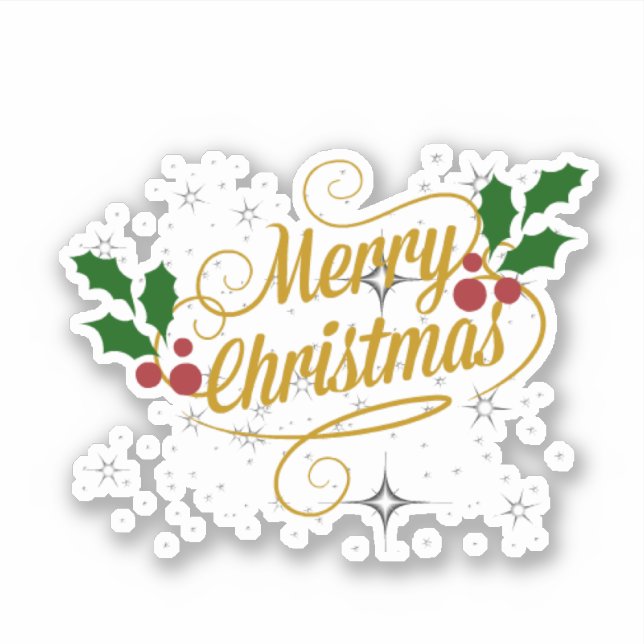 Frohe Weihnachtsglänze und glänzender Goldtext Aufkleber (Vorderseite)