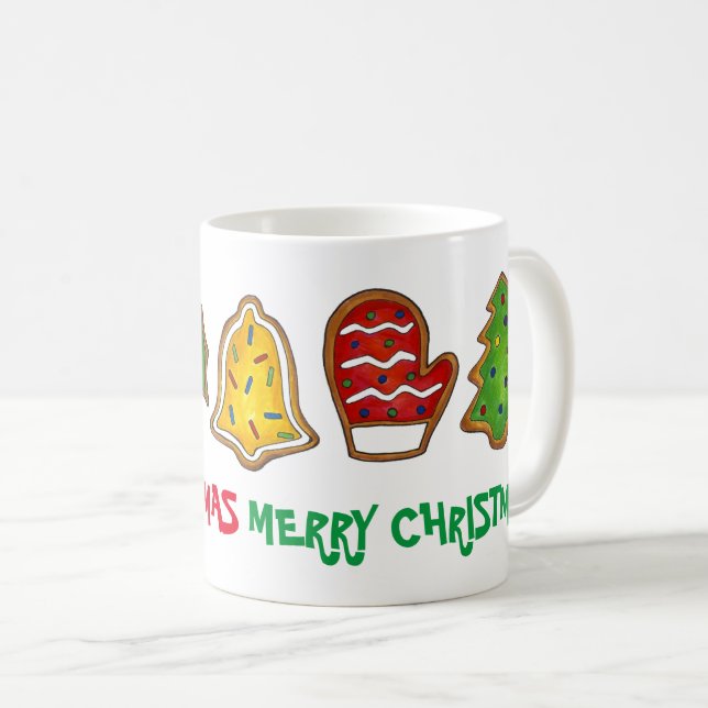 Frohe Weihnachtsglocke Snowman Mitten Tree Cookie Kaffeetasse (VorderseiteRechts)