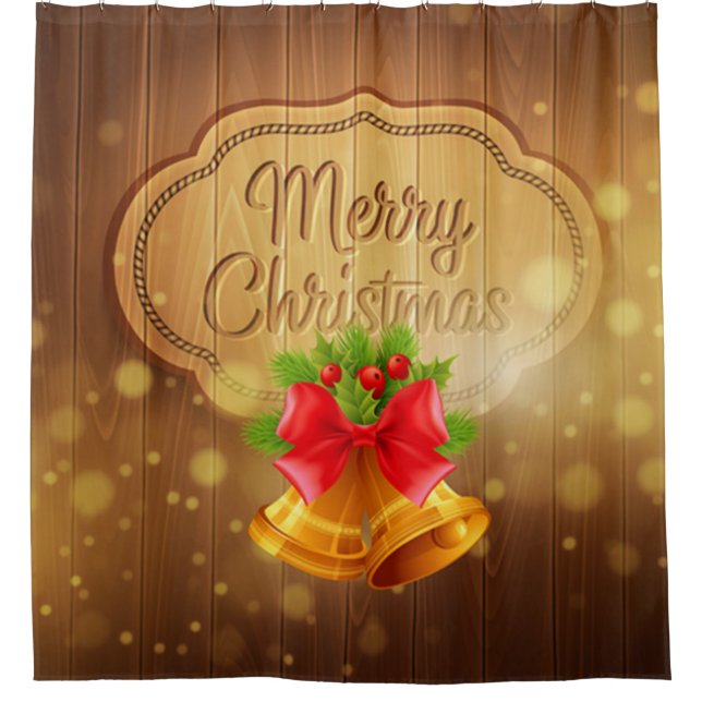 Frohe Weihnachtsglocken Duschvorhang (Vorderseite)