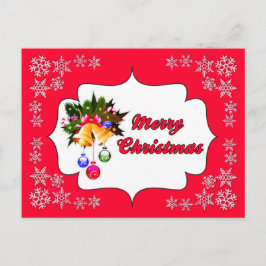 Frohe Weihnachtsglocken Red Holiday Postcard Feiertagspostkarte