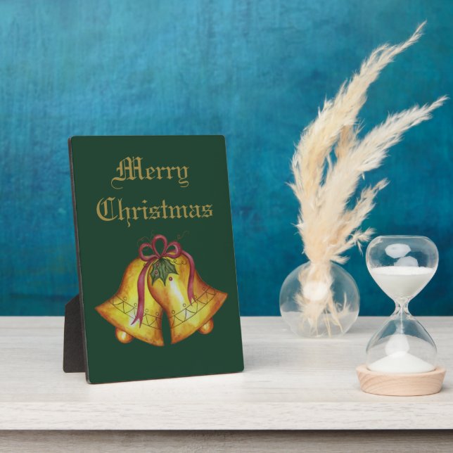 Frohe Weihnachtsglocken signieren Dekoration Fotoplatte (Seite)