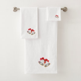 Frohe Weihnachtsglocken White Badhandtuch Set