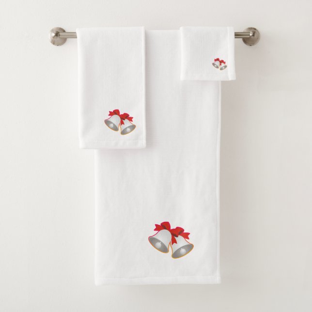 Frohe Weihnachtsglocken White Badhandtuch Set (Insitu)