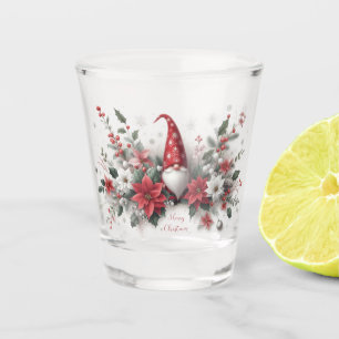 Frohe Weihnachtsgnome und Poinsettias Schnapsglas