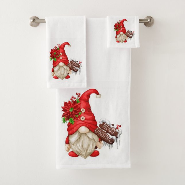 Frohe Weihnachtsgnomes Badhandtuch Set (Insitu)