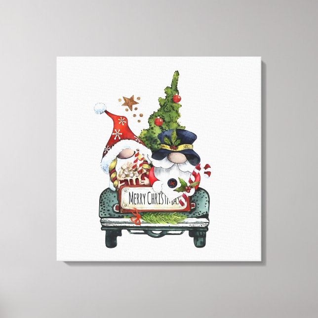 Frohe Weihnachtsgnomes Leinwanddruck (Vorderseite)