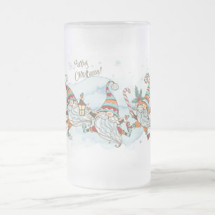 Frohe Weihnachtsgnomes Mattierte Glass Bierblüte T Mattglas Bierglas