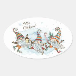 Frohe Weihnachtsgnomes Oval Sticker