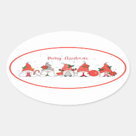 Frohe Weihnachtsgnomes Ovaler Aufkleber