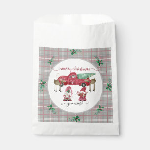 Frohe Weihnachtsgnomies Gnome Red Truck Wasserfarb Geschenktütchen