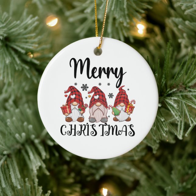 Frohe Weihnachtsgnomies Weihnachtsgnomes Keramik Ornament (Baum)