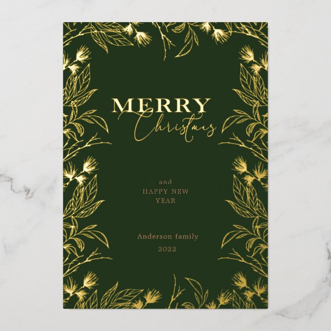 Frohe Weihnachtsgold Kalligraphie Foto Foil Invita Folieneinladung (Vorderseite)