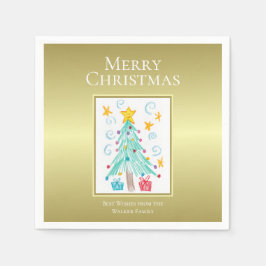 Frohe Weihnachtsgolden. Der Name der Kunstfamilie  Serviette