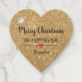 Frohe Weihnachtsgolden Glitzer eleganter Name Geschenkanhänger