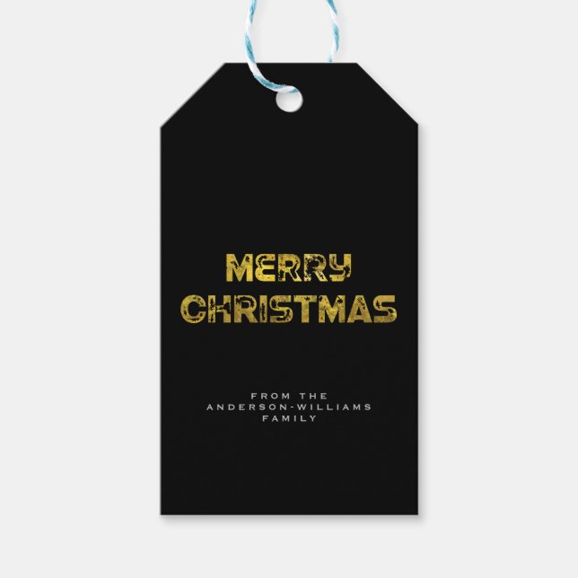 Frohe Weihnachtsgoldenwirkung mit personalisiertem Geschenkanhänger (Vorderseite)