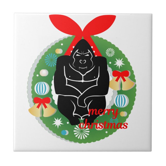 Frohe Weihnachtsgorilla Fliese (Vorderseite)
