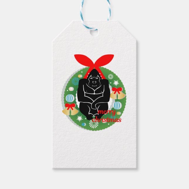 Frohe Weihnachtsgorilla Geschenkanhänger (Vorderseite)