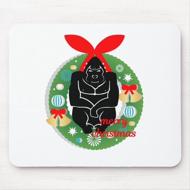 Frohe Weihnachtsgorilla Mousepad (Vorne)