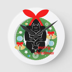 Frohe Weihnachtsgorilla Runde Wanduhr