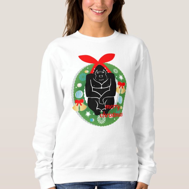 Frohe Weihnachtsgorilla Sweatshirt (Vorderseite)