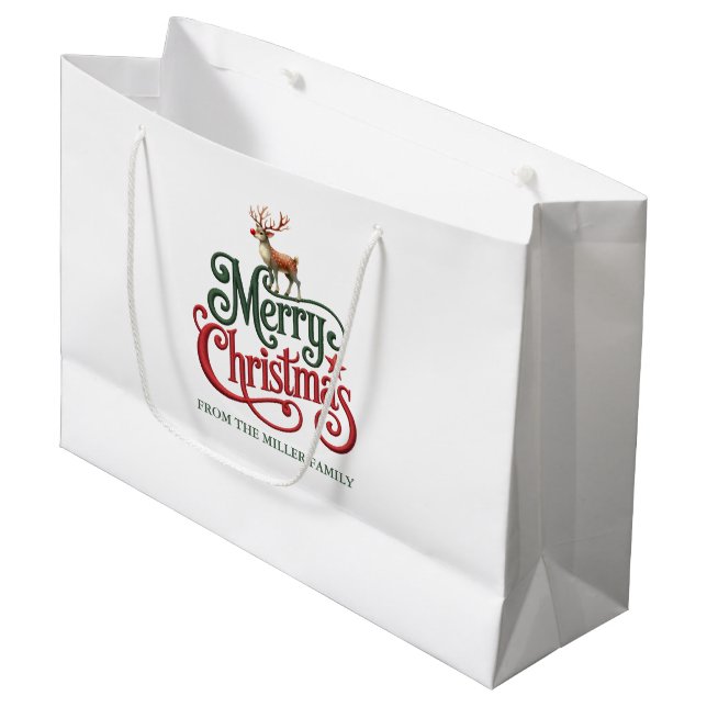 Frohe Weihnachtsgotik mit Regenwild Große Geschenktüte (Vorderseite Schrägansicht)