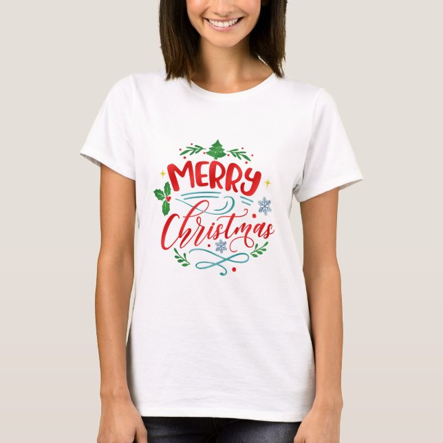 Frohe Weihnachtsgrafik T-Shirt (Vorderseite)