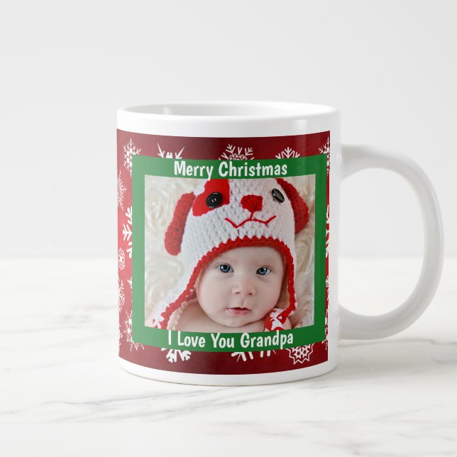 Frohe Weihnachtsgroßvater, Rot & Weiß, maßgeschnei Jumbo-Tasse (Rechts)