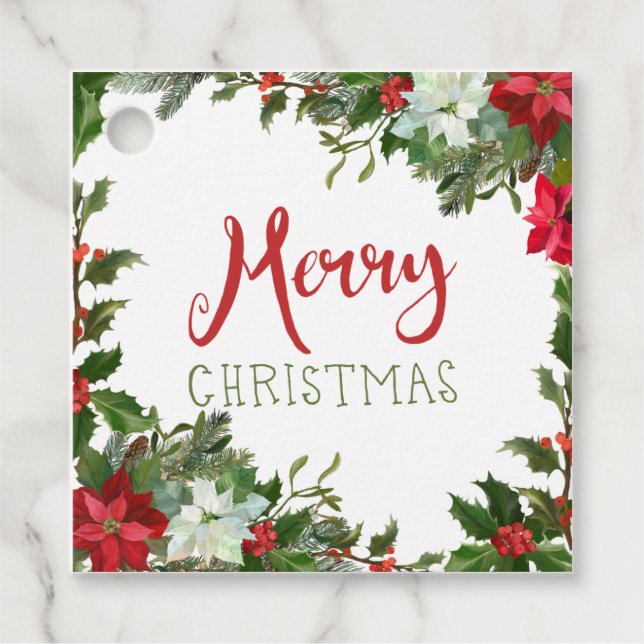 Frohe Weihnachtsgrün Geschenkanhänger (Vorderseite)