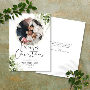 Frohe Weihnachtsgrün Gold Ring Foto Feiertagskarte