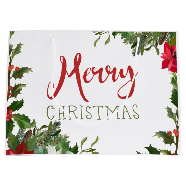 Frohe Weihnachtsgrün Große Geschenktüte (Vorderseite)