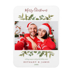 Frohe Weihnachtsgrün Paare Foto Urlaub Magnet