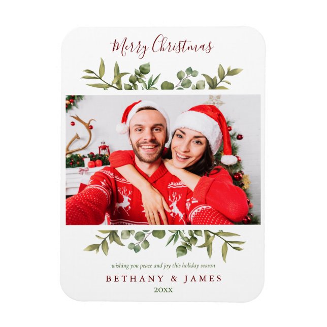 Frohe Weihnachtsgrün Paare Foto Urlaub Magnet (Vertikal)