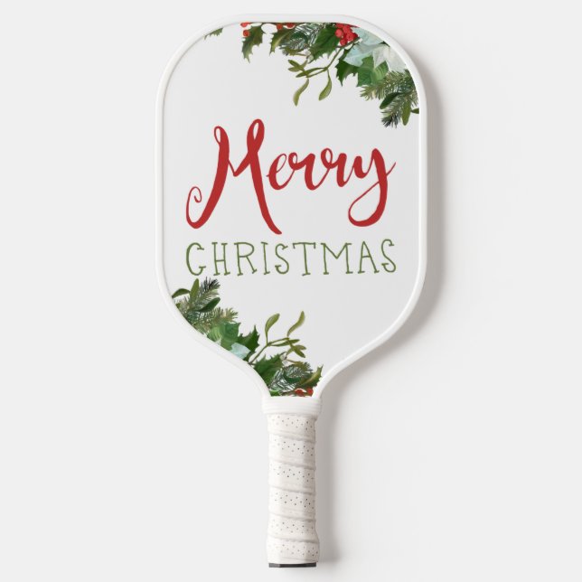 Frohe Weihnachtsgrün Pickleball Schläger (Vorderseite)