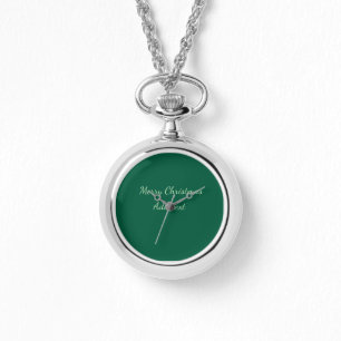 Frohe Weihnachtsgrün schlichte Solo-Hintergrund Ur Armbanduhr