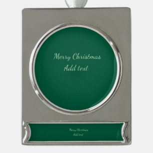 Frohe Weihnachtsgrün schlichte Solo-Hintergrund Ur Banner-Ornament Silber