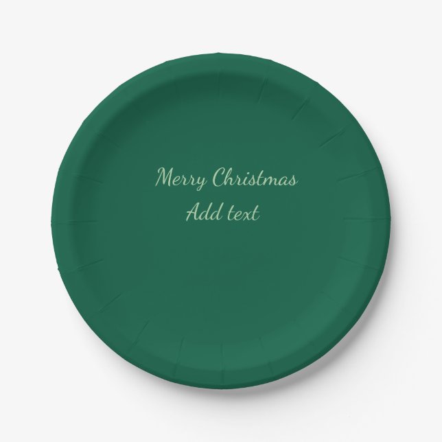 Frohe Weihnachtsgrün schlichte Solo-Hintergrund Ur Pappteller (Vorderseite)