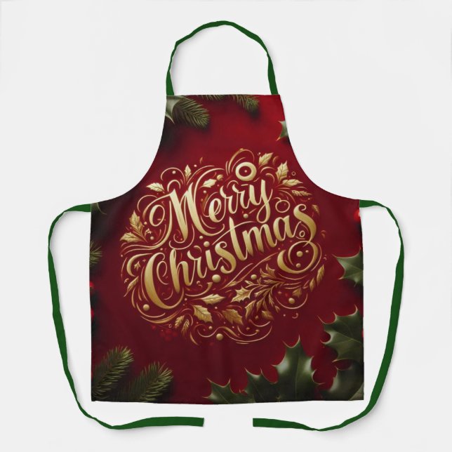 Frohe Weihnachtsgrün Schürze (Vorderseite)