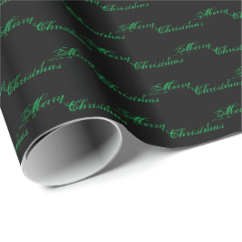 Frohe Weihnachtsgrün und schwarze Schriftzeichen Geschenkpapier