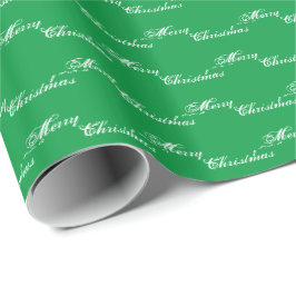 Frohe Weihnachtsgrün-weiße Schriftzeichen Geschenkpapier