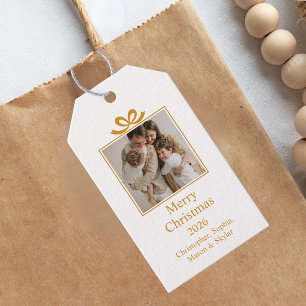 Frohe Weihnachtsgrüße Foto Collage Gold Geschenkanhänger
