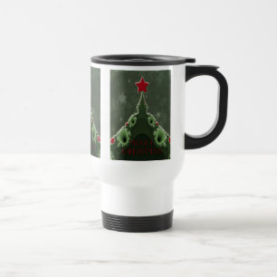 Frohe Weihnachtsgrüße - Fraktal Tree und Star Reisebecher