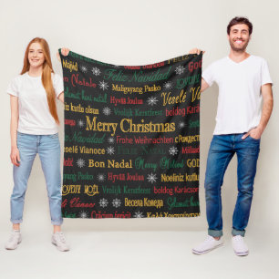 Frohe Weihnachtsgrüße in einer anderen Sprache   Fleecedecke