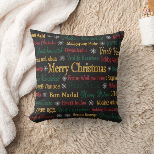 Frohe Weihnachtsgrüße in einer anderen Sprache | Kissen (Decke)