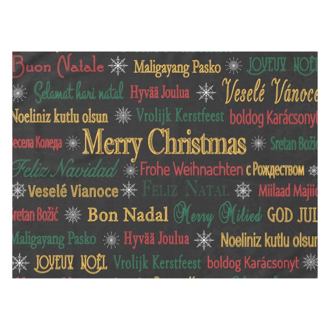 Frohe Weihnachtsgrüße in einer anderen Sprache | Tischdecke (Vorderseite (Horizontal))